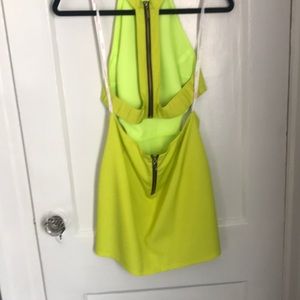Naven neon yellow cut own mini dress high neck sz6